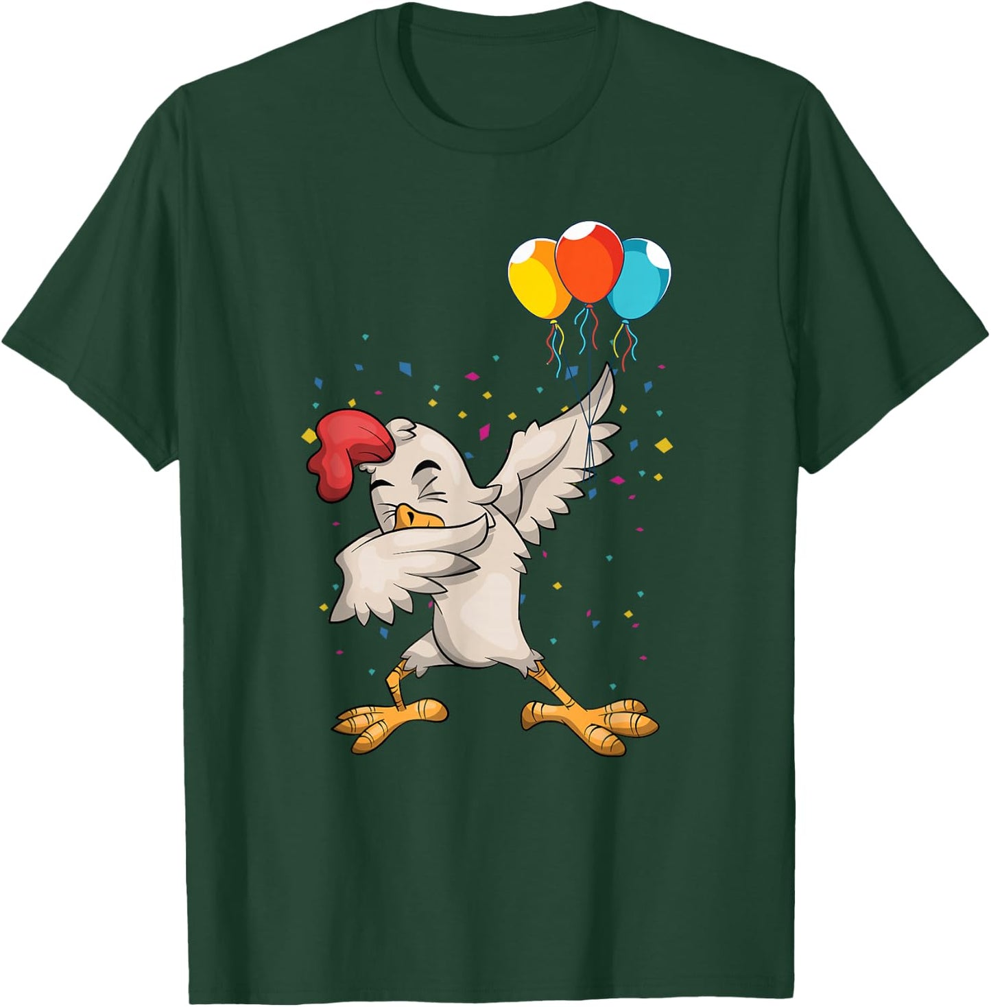 Kids Birthday Party Balloon Funny Farm Bird Dabbing Chicken T-Shirt - T-Shirt | Forest