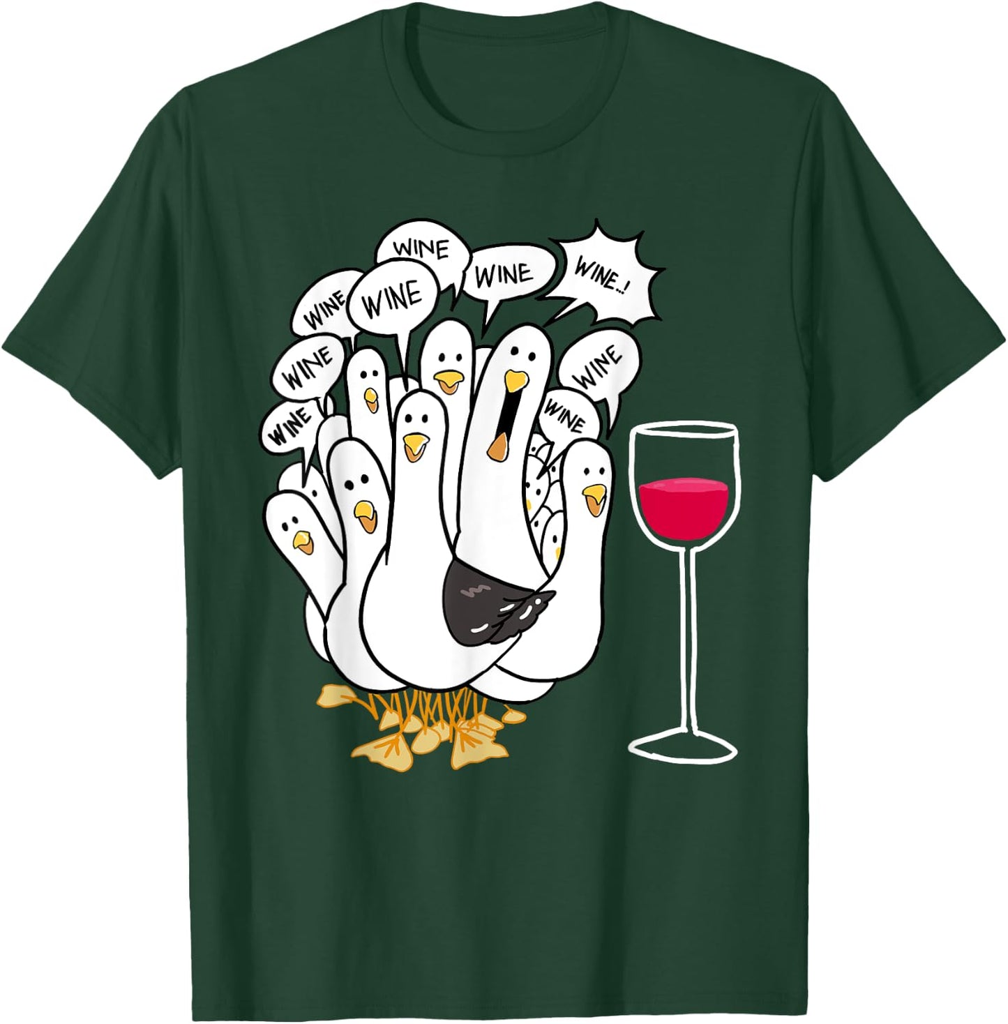 Seagull Wine Funny Bird Lover Drinking Enthusiast Women Gift T-Shirt - T-Shirt | Forest