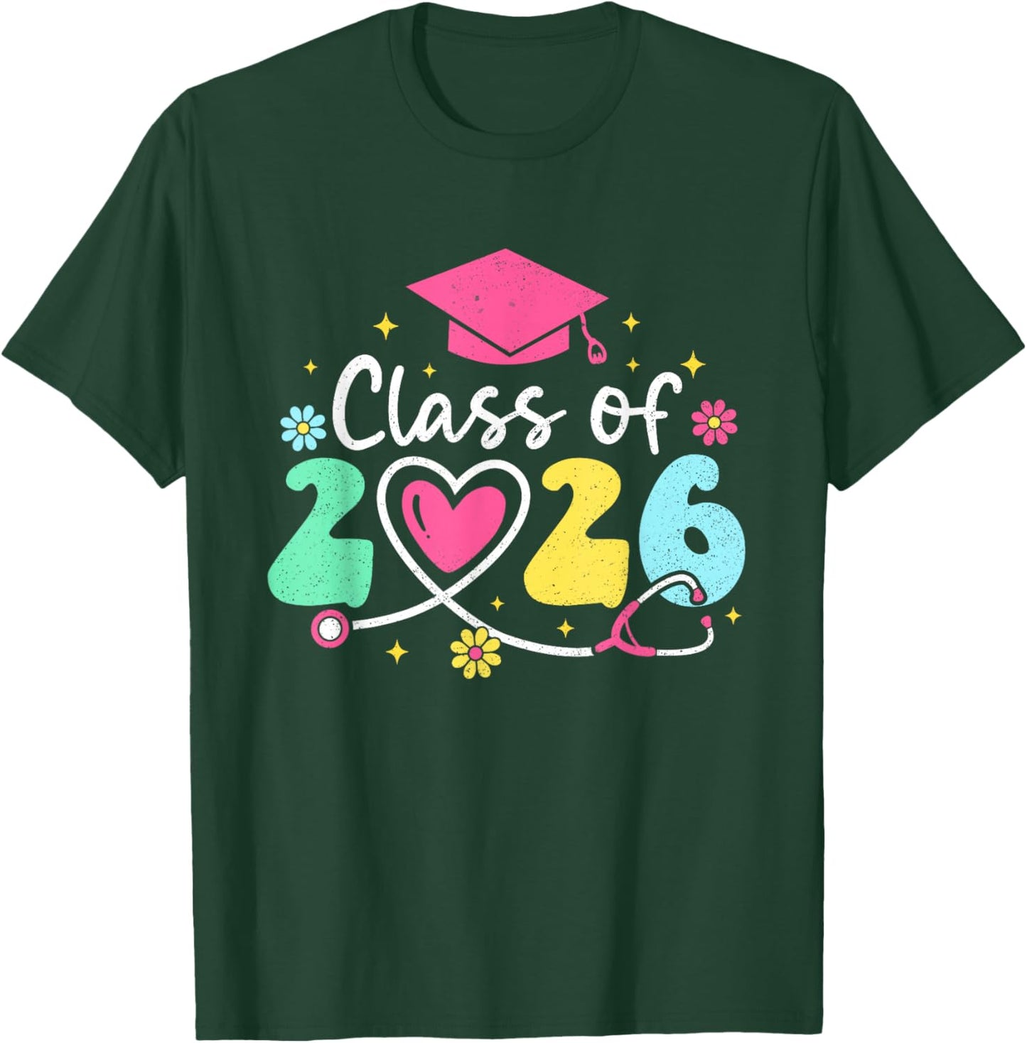 Groovy Nurse Class Of 2026 Graduation Nursing RN LPN School T-Shirt - T-Shirt | Forest