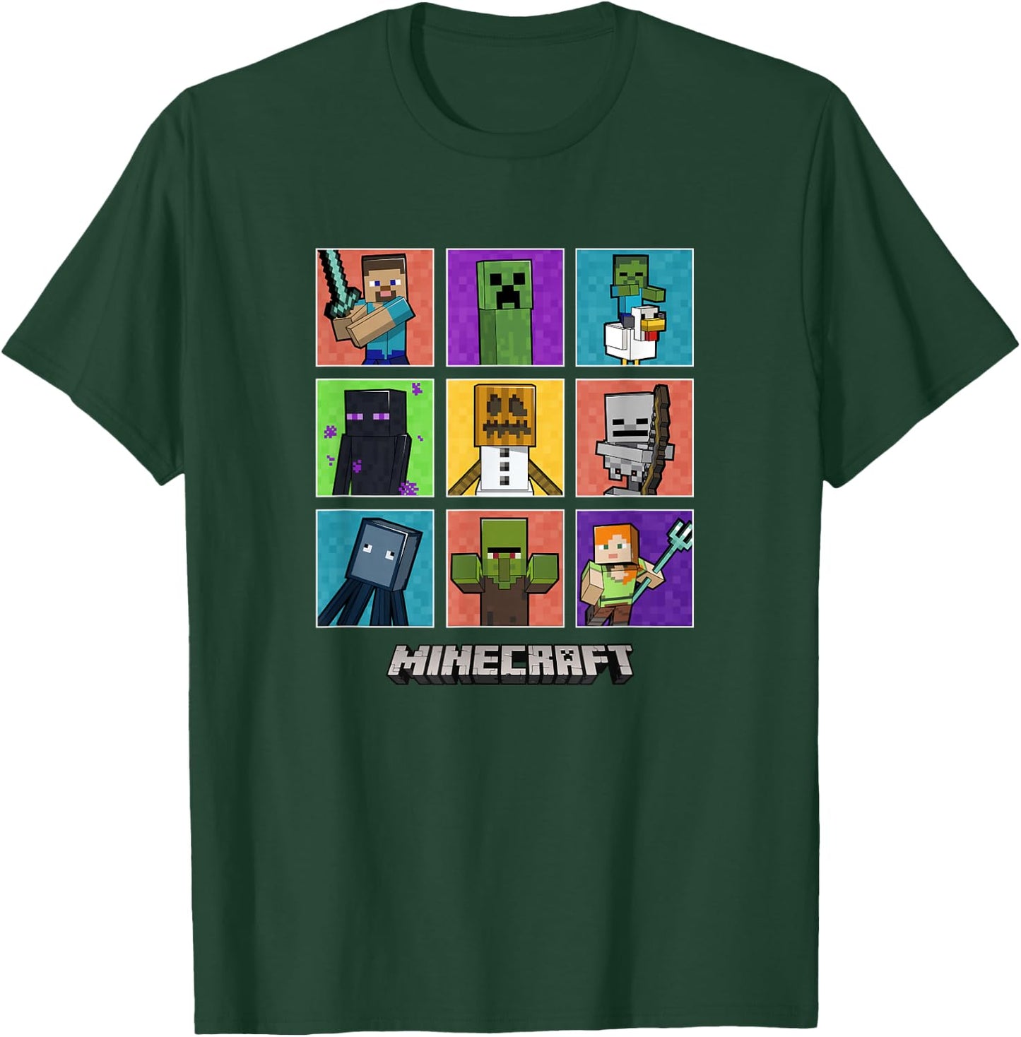 Minecraft Group Shot Colored Box Up T-Shirt - T-Shirt | Forest