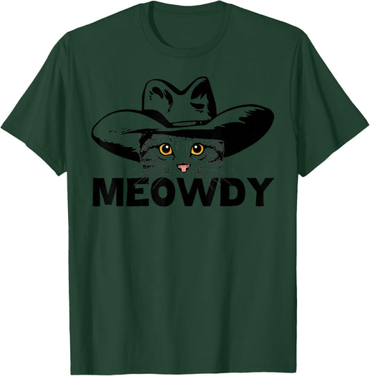 Meowdy - Funny Mashup Between Meow and Howdy - Cat Meme Small T-Shirt - T-Shirt | Forest