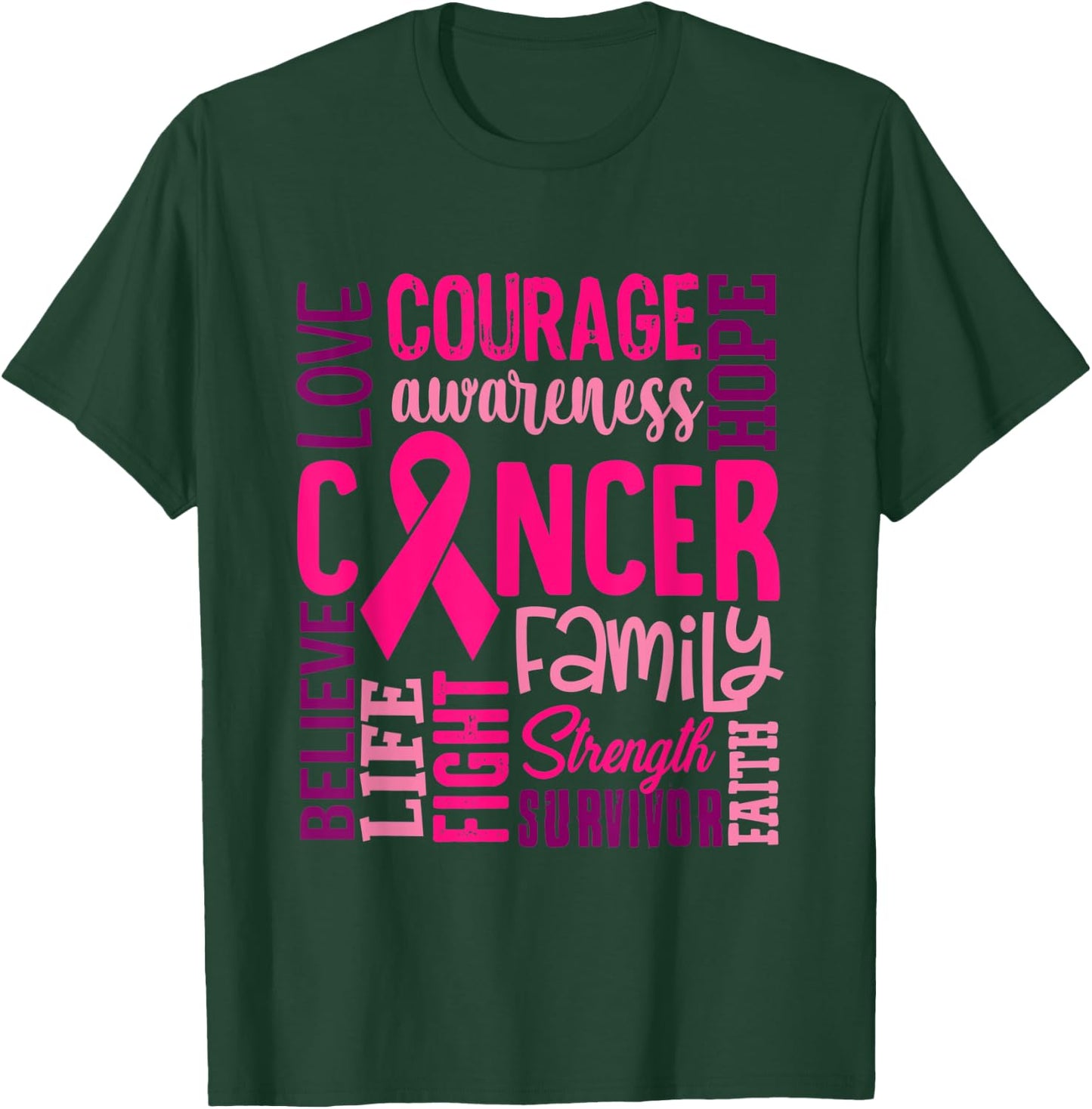 Pink Breast Cancer Awareness Survivor Supporter T-Shirt - T-Shirt | Forest