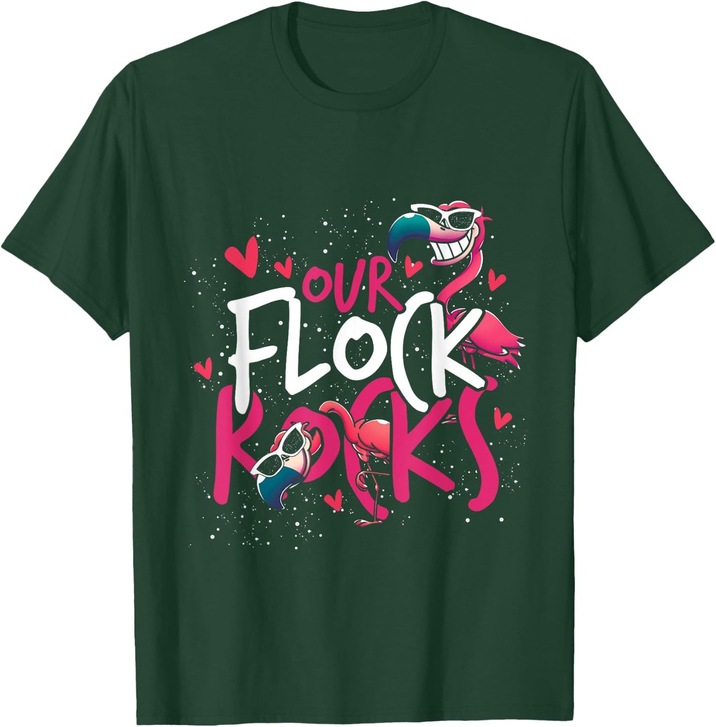 Our Flock Rocks Flamingo T-Shirt - T-Shirt | Forest