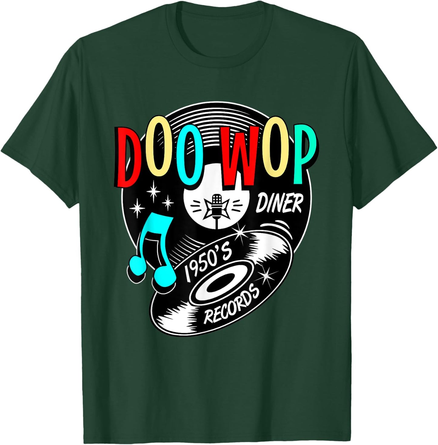 Doo Wop Gifts Retro 1950s Sock Hop Rock N Roll Rockabilly T-Shirt - T-Shirt | Forest