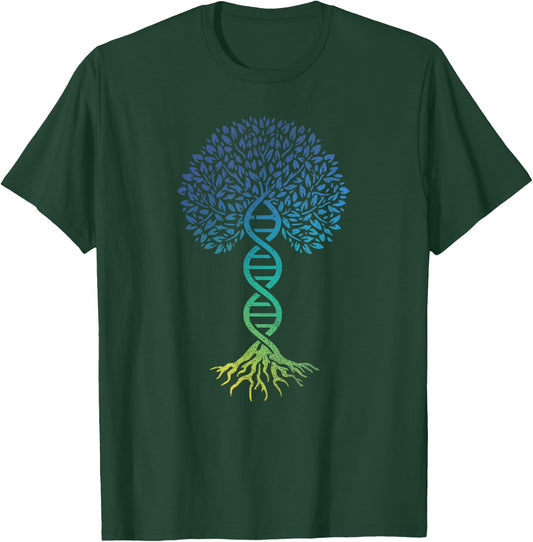 Tree Of Life DNA Science Genetics Earth Day Genealogy Blue T-Shirt - T-Shirt | Forest
