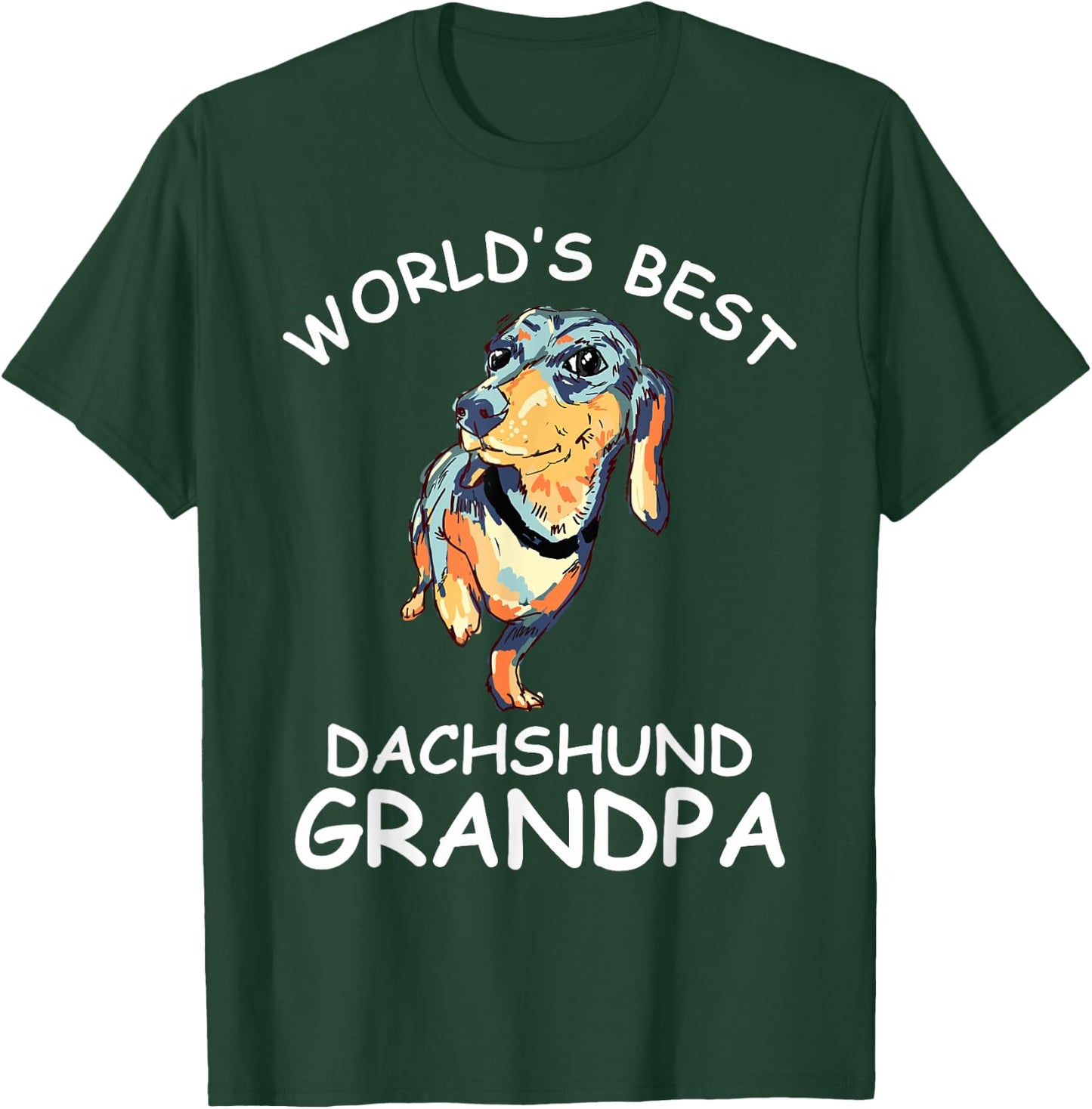World's Best Dachshund Grandpa Funny Granddog Dog Lover Cute Men Women Kids T-Shirt - T-Shirt | Forest