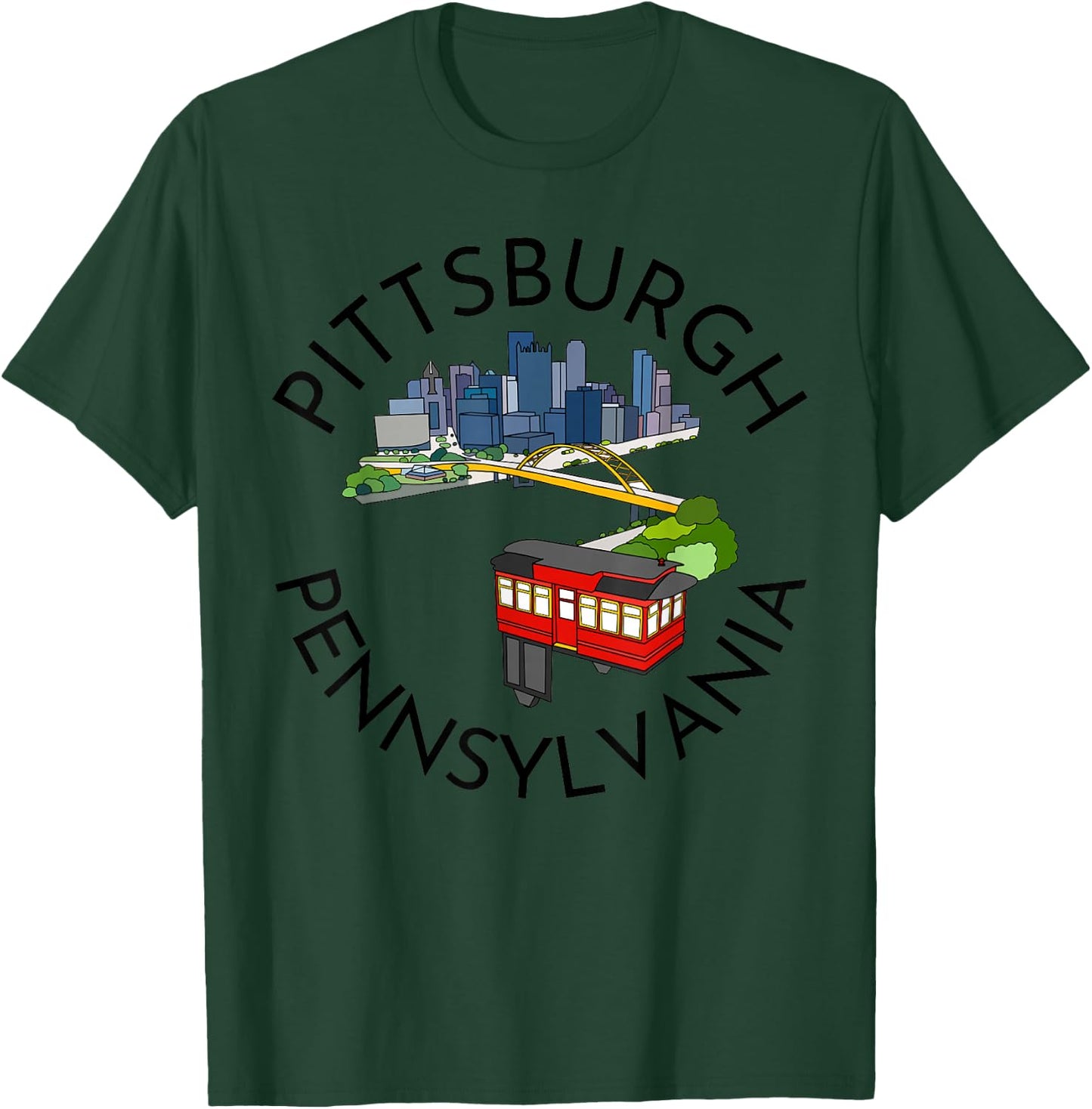 Pittsburgh Pennsylvania Steel City Skyline Bridge 412 T-Shirt - T-Shirt | Forest