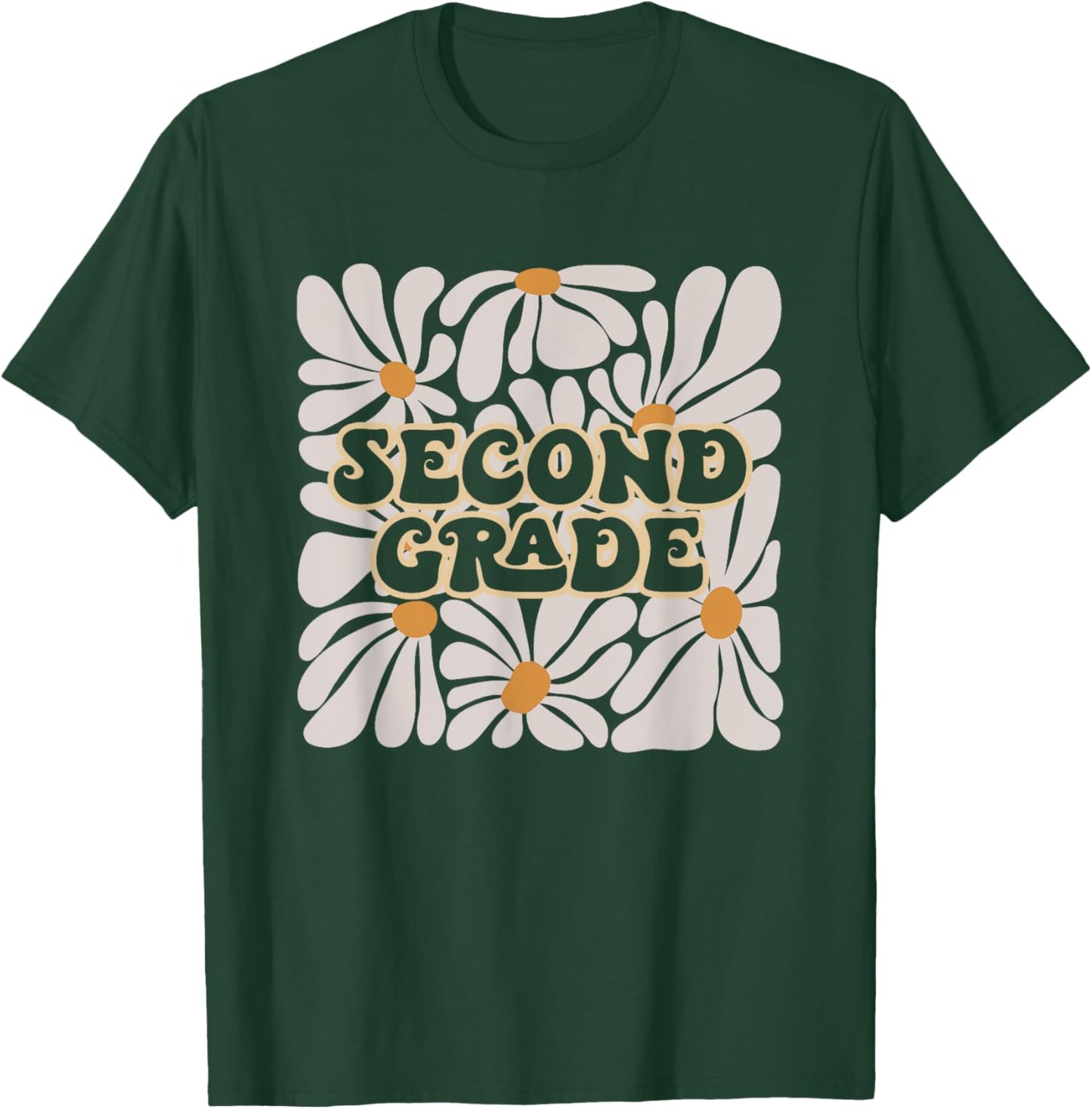Retro Flower Power Squared Second 2nd Grade Back To School T-Shirt - T-Shirt | Forest
