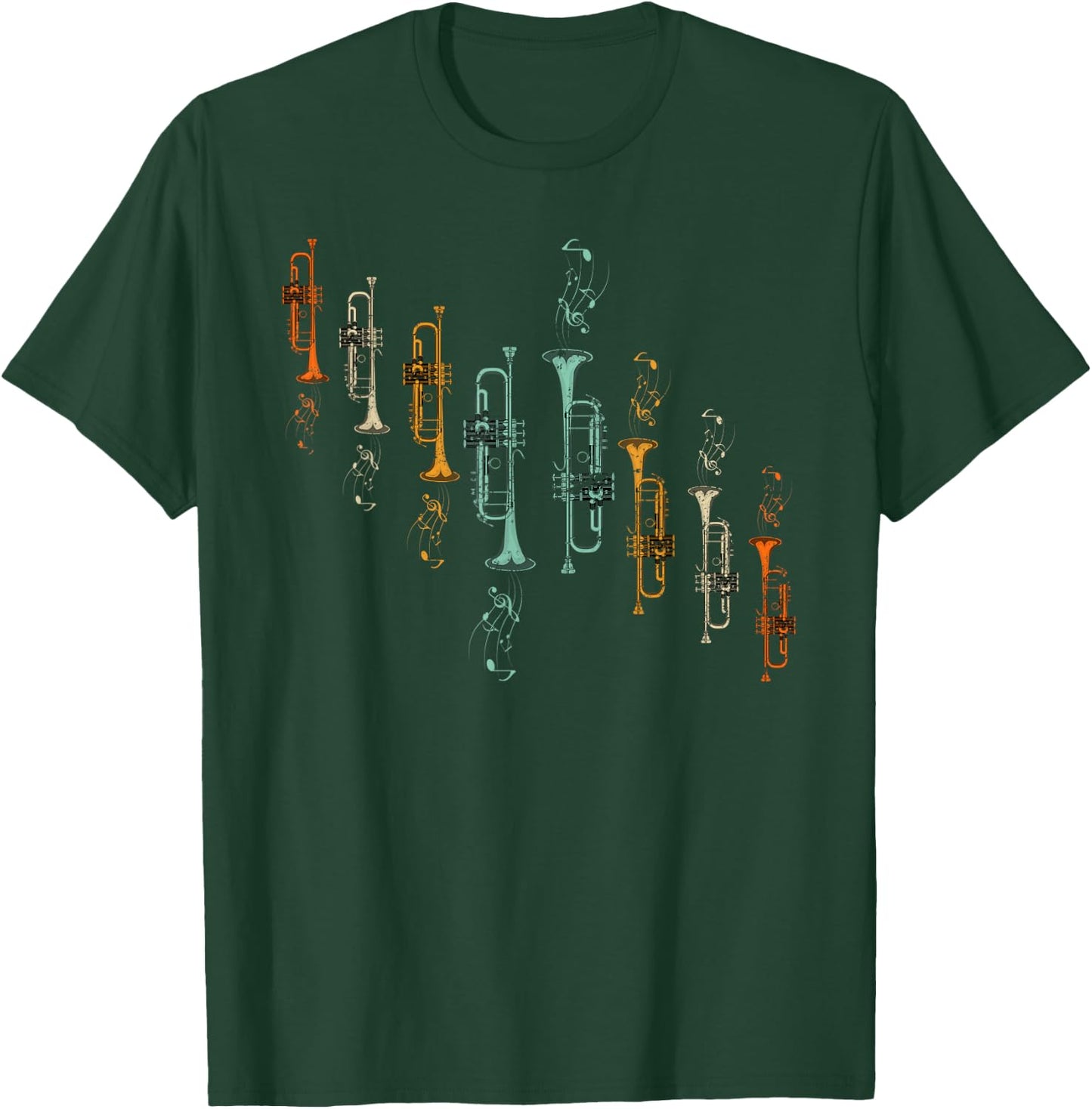 Jazz Music Sheet Music Trumpeter Gift Trumpet T-Shirt - T-Shirt | Forest