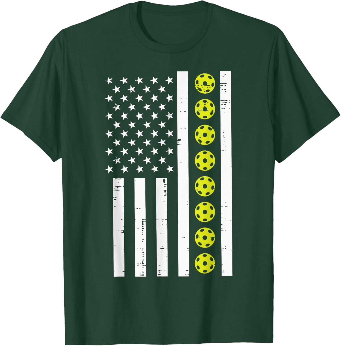 Pickle Ball US Flag Pickleball Patriotic Men Women Kids Boys T-Shirt - T-Shirt | Forest