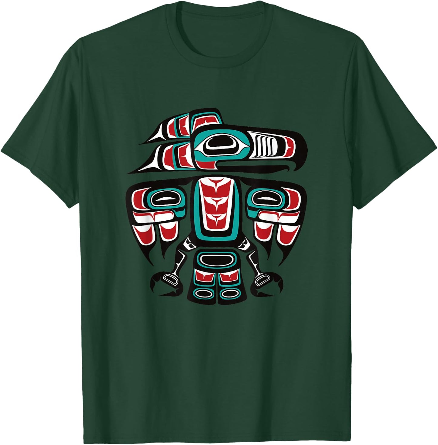 Northwest Pacific Haida Tlingit Native Raven Totem T-Shirt - T-Shirt | Forest
