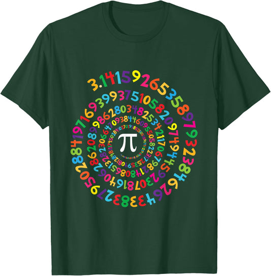 Colorful Pi Swirl - Pi Day & Math Lover Gift T-Shirt - T-Shirt | Forest