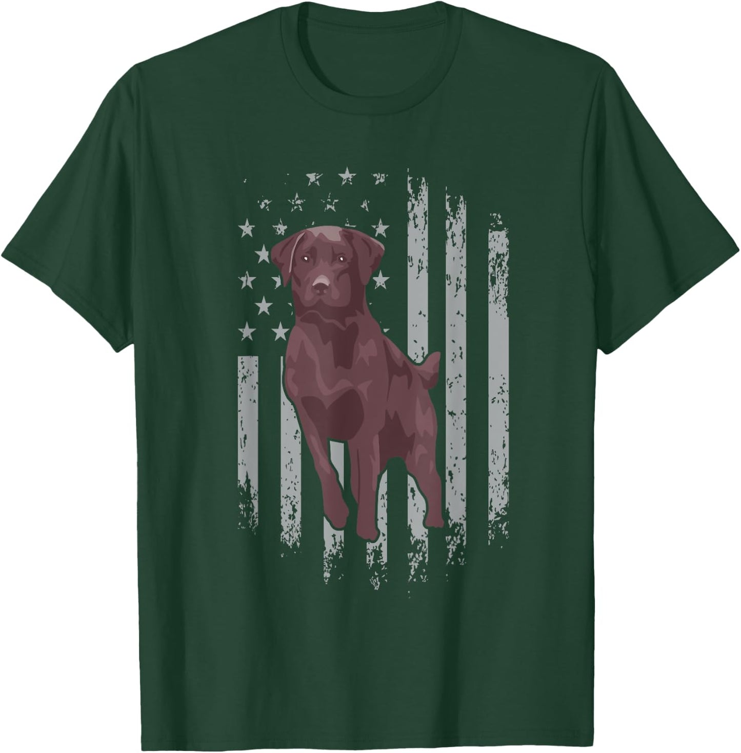 Chocolate Lab American Flag Brown Labrador Retriever Owner T-Shirt - T-Shirt | Forest
