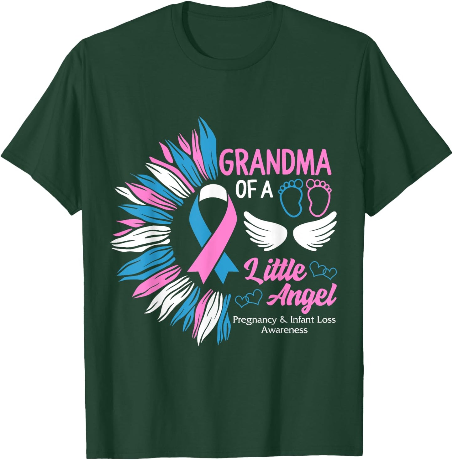 Grandma Of Little Angel Pregnancy Infant Loss Awareness Mom T-Shirt - T-Shirt | Forest