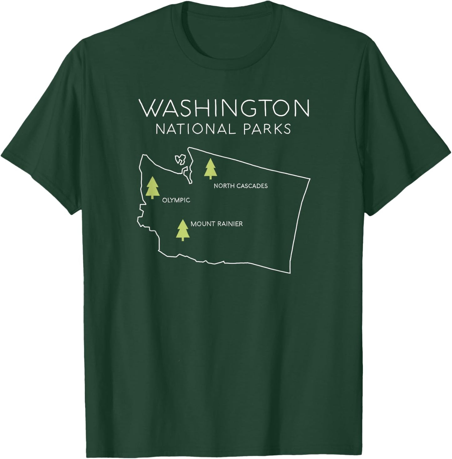 Washington National Park Map Mount Rainer North Cascades T-Shirt - T-Shirt | Forest