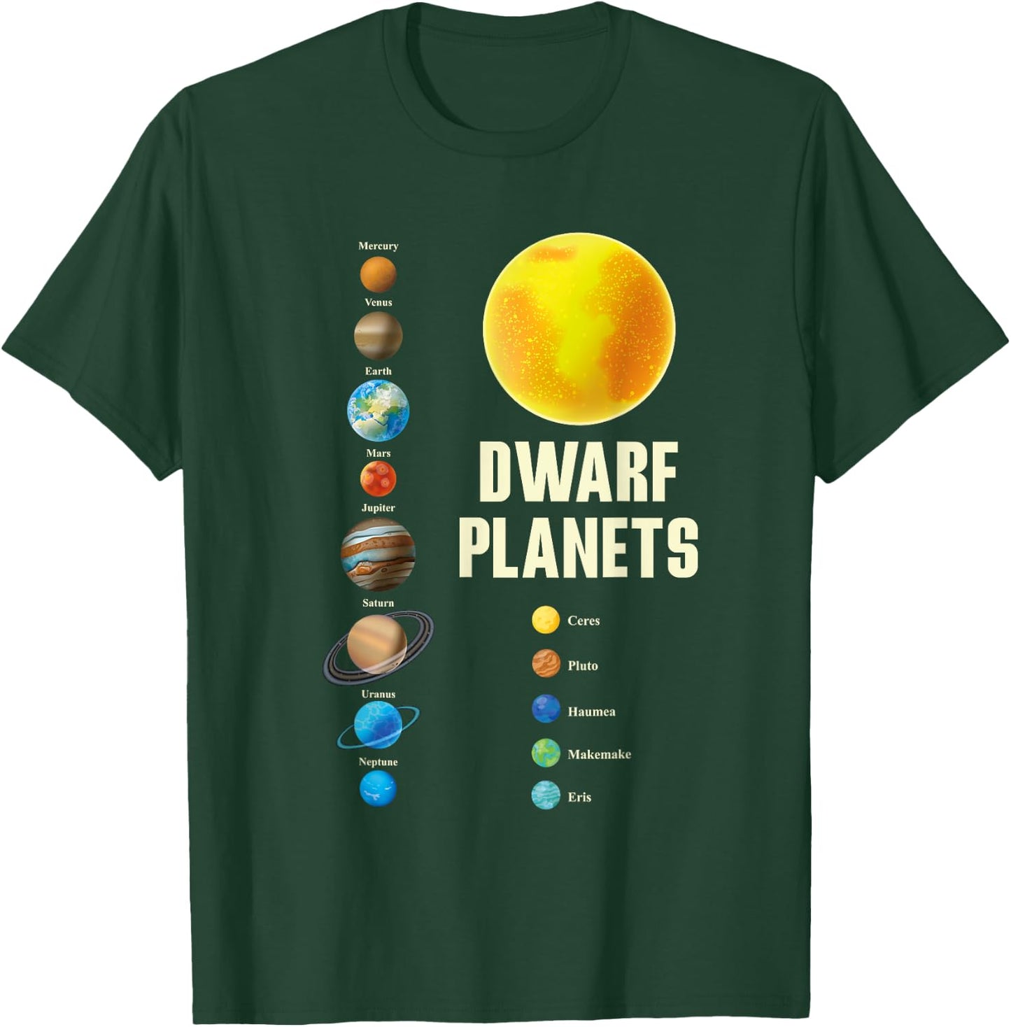 Solar-System Kids and Adults Dwarf Planets Graphic T-Shirt - T-Shirt | Forest