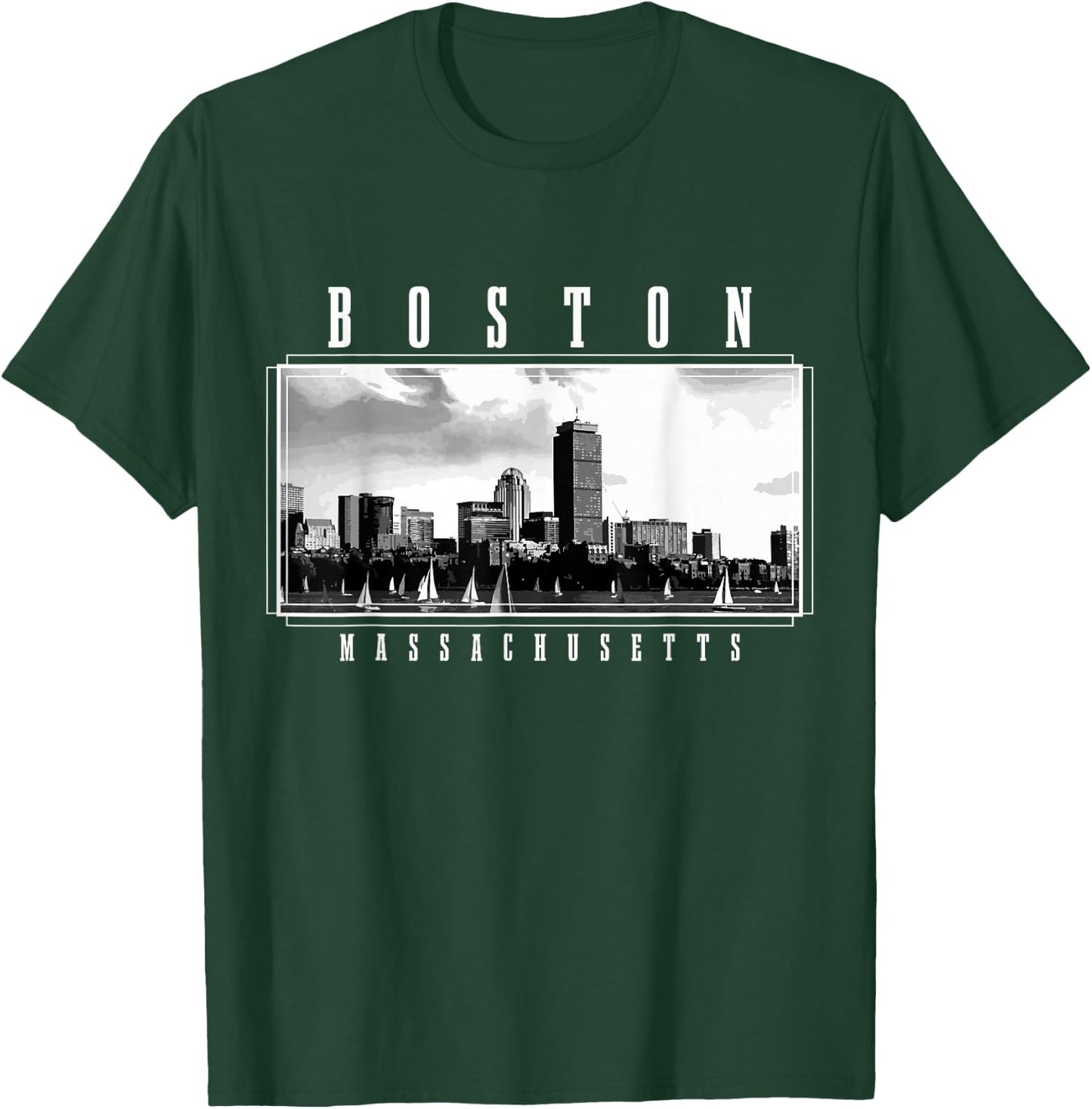 Boston Skyline Massachusetts Pride Vintage Boston T-Shirt - T-Shirt | Forest