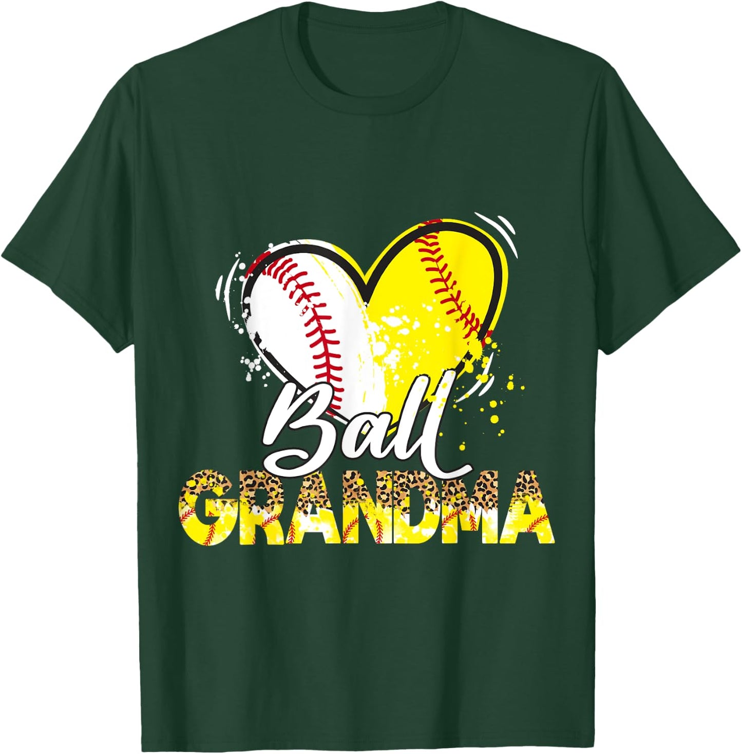 Grandma of Both Baseball Softball Sport Matching Family T-Shirt - T-Shirt | Forest