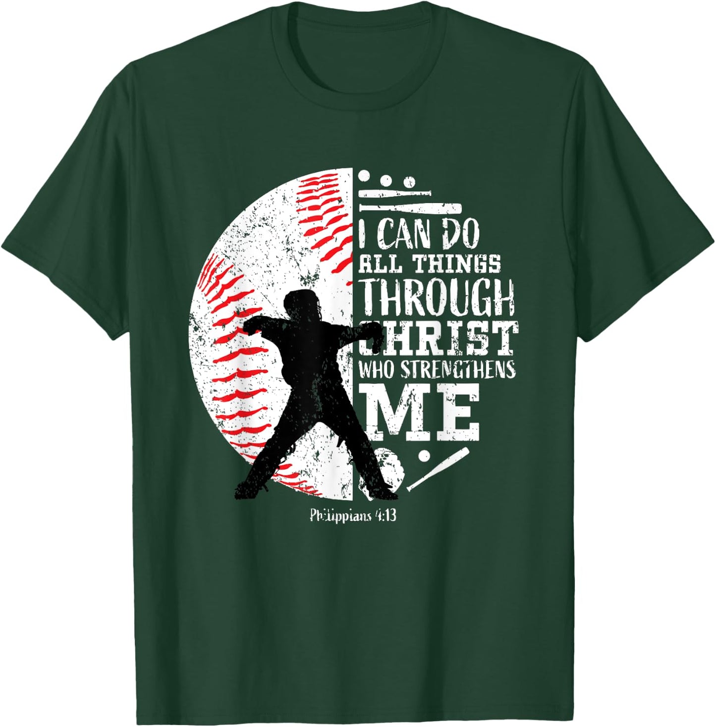 Baseball Catcher Gifts Players Teen Boys Kids Cool Christian T-Shirt - T-Shirt | Forest