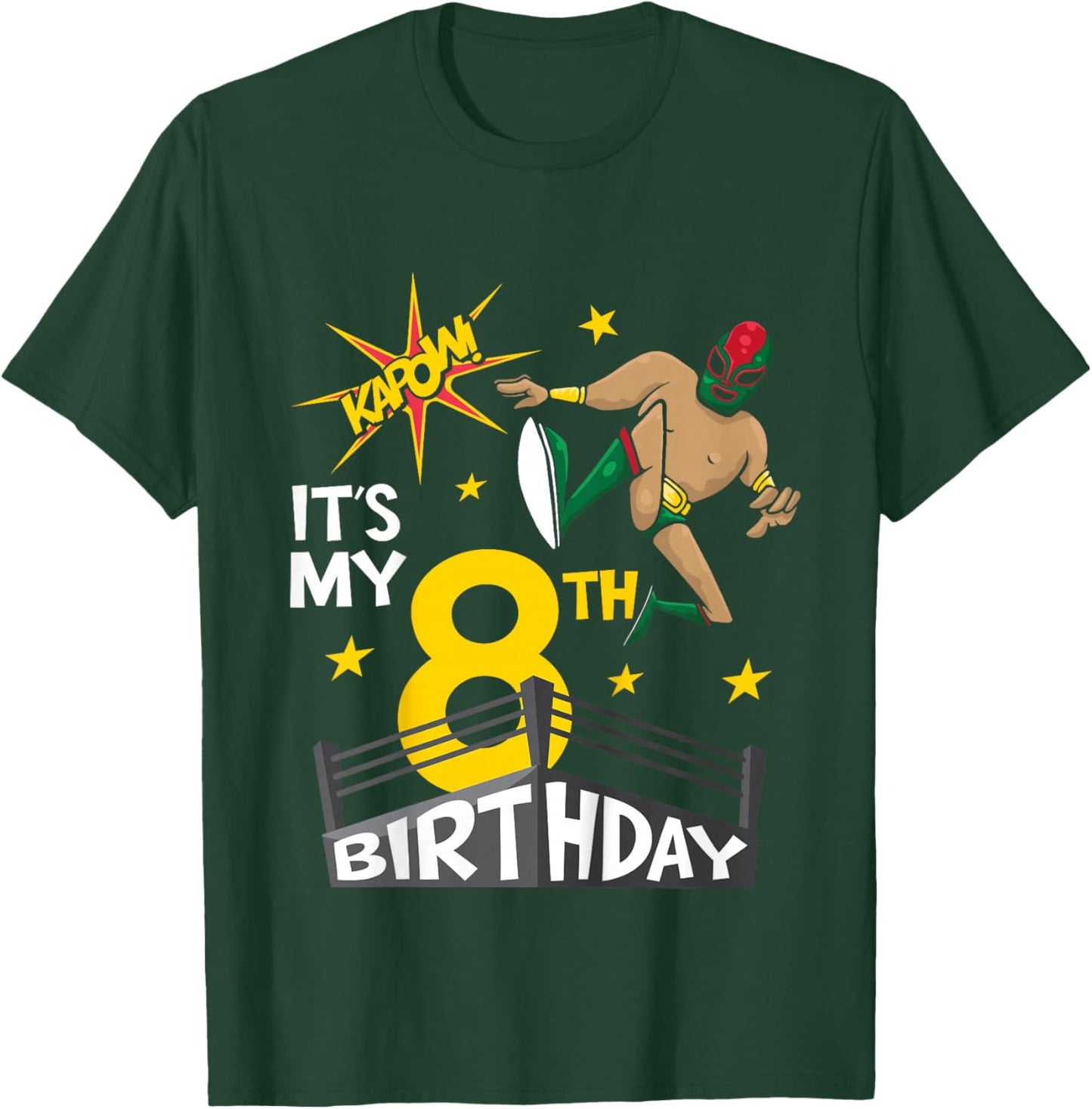 Kids Kids It's My 8th Birthday Wrestling Theme for 8-Year-Old Boy T-Shirt - T-Shirt | Forest