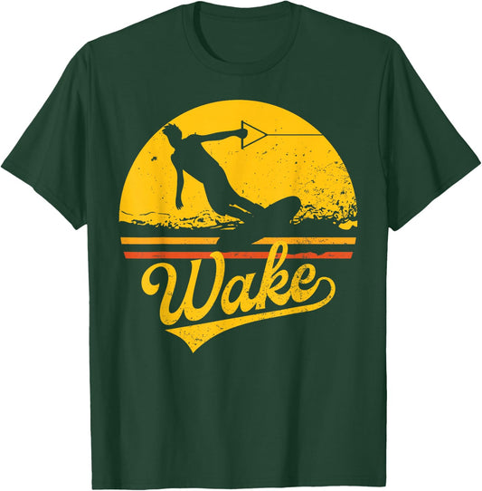 Vintage Wakeboard Sunset Fan Gift Wakeboarder wakeboarding T-Shirt - T-Shirt | Forest