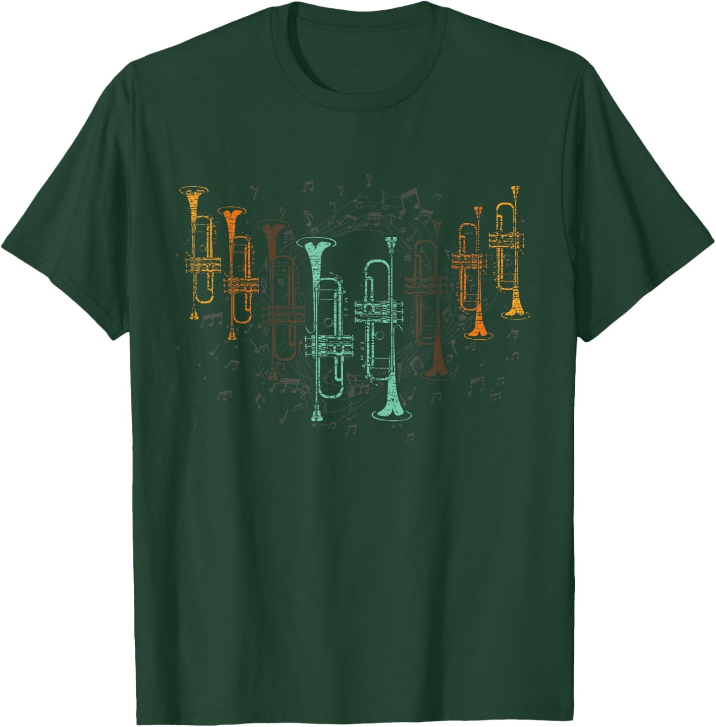 Marching Band Trumpet Player Retro Trumpet T-Shirt - T-Shirt | Forest