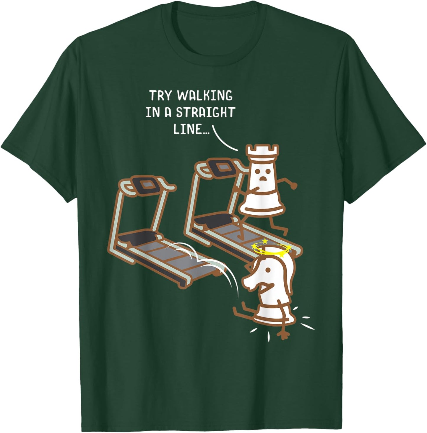 Chess Pieces On A Treadmill Funny Chess Lover Fitness Gift T-Shirt - T-Shirt | Forest