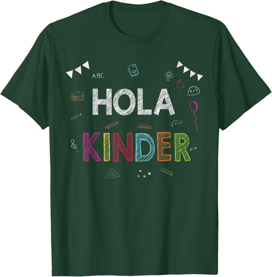 Hola Kinder Spanish back to school Gift T-Shirt - T-Shirt | Forest