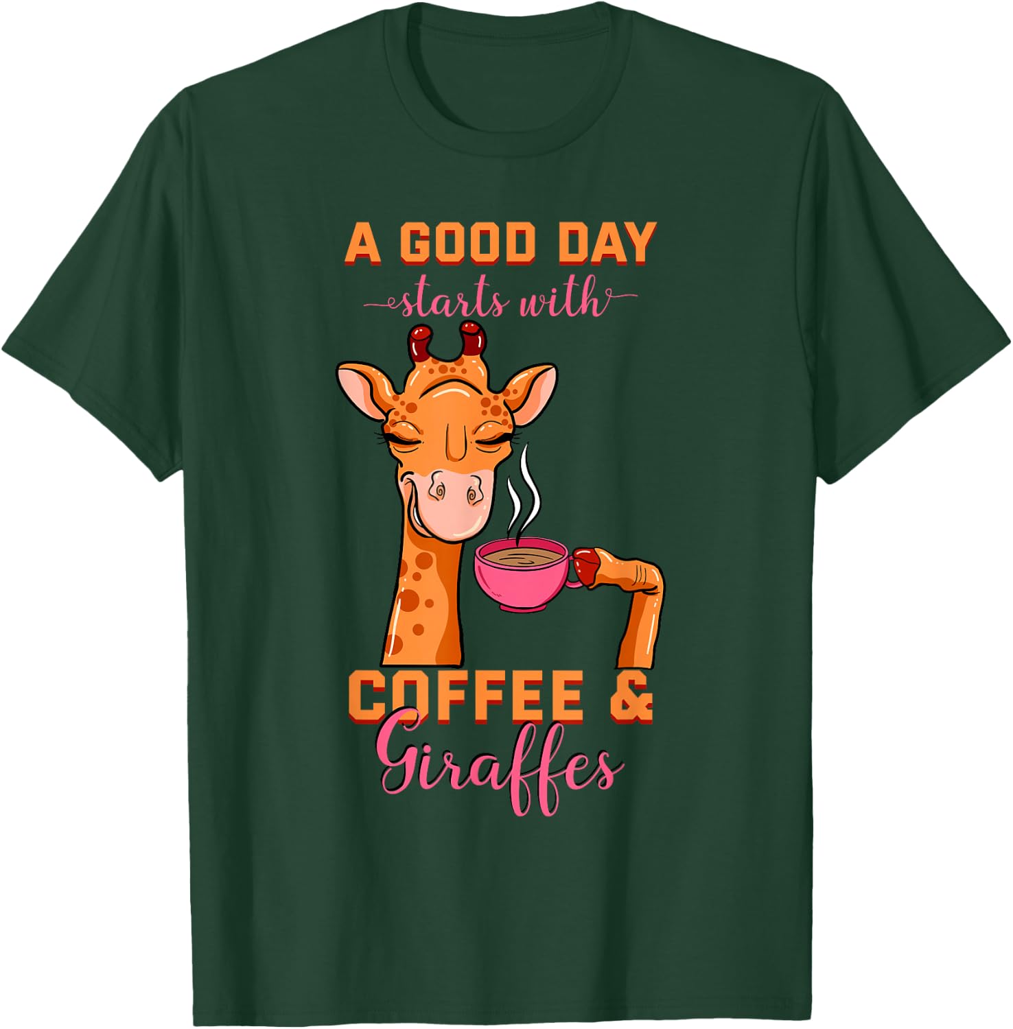 Coffee Giraffe Mug Animal Cappuccino Espresso Beans Gift T-Shirt - T-Shirt | Forest