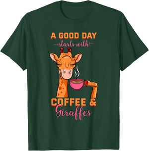 Coffee Giraffe Mug Animal Cappuccino Espresso Beans Gift T-Shirt - T-Shirt | Forest