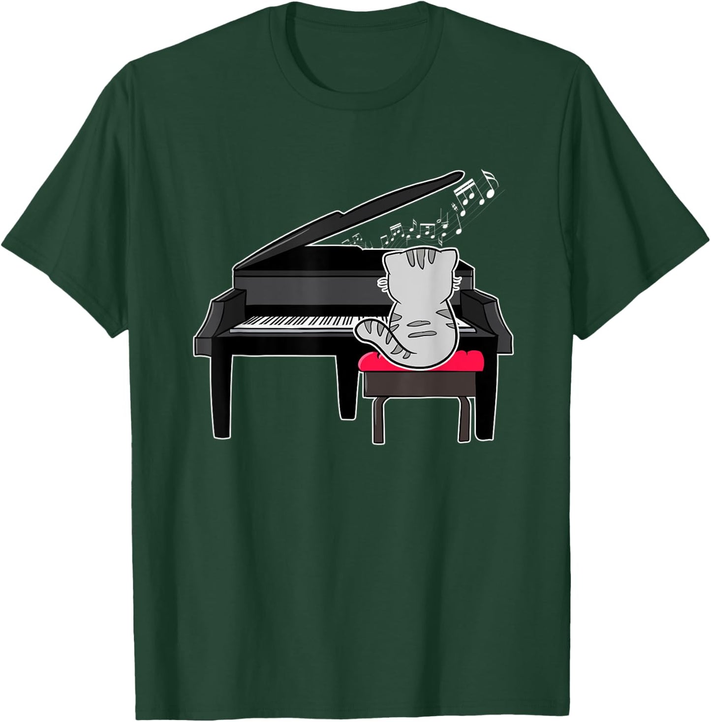 Piano Player Pianist Musical Cat Lover Kitty Owner Meow T-Shirt - T-Shirt | Forest