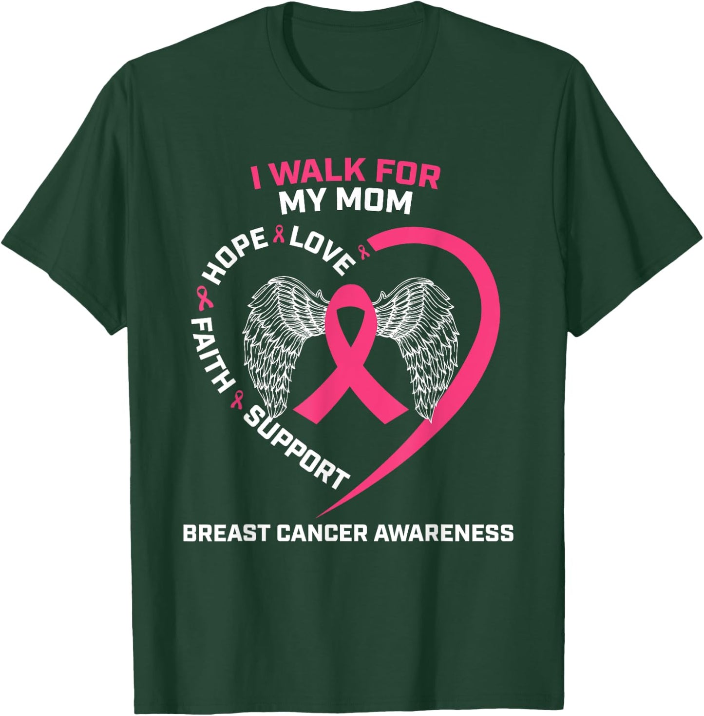 Pink In Memory Of I Walk For My Mom Breast Cancer Awareness T-Shirt - T-Shirt | Forest