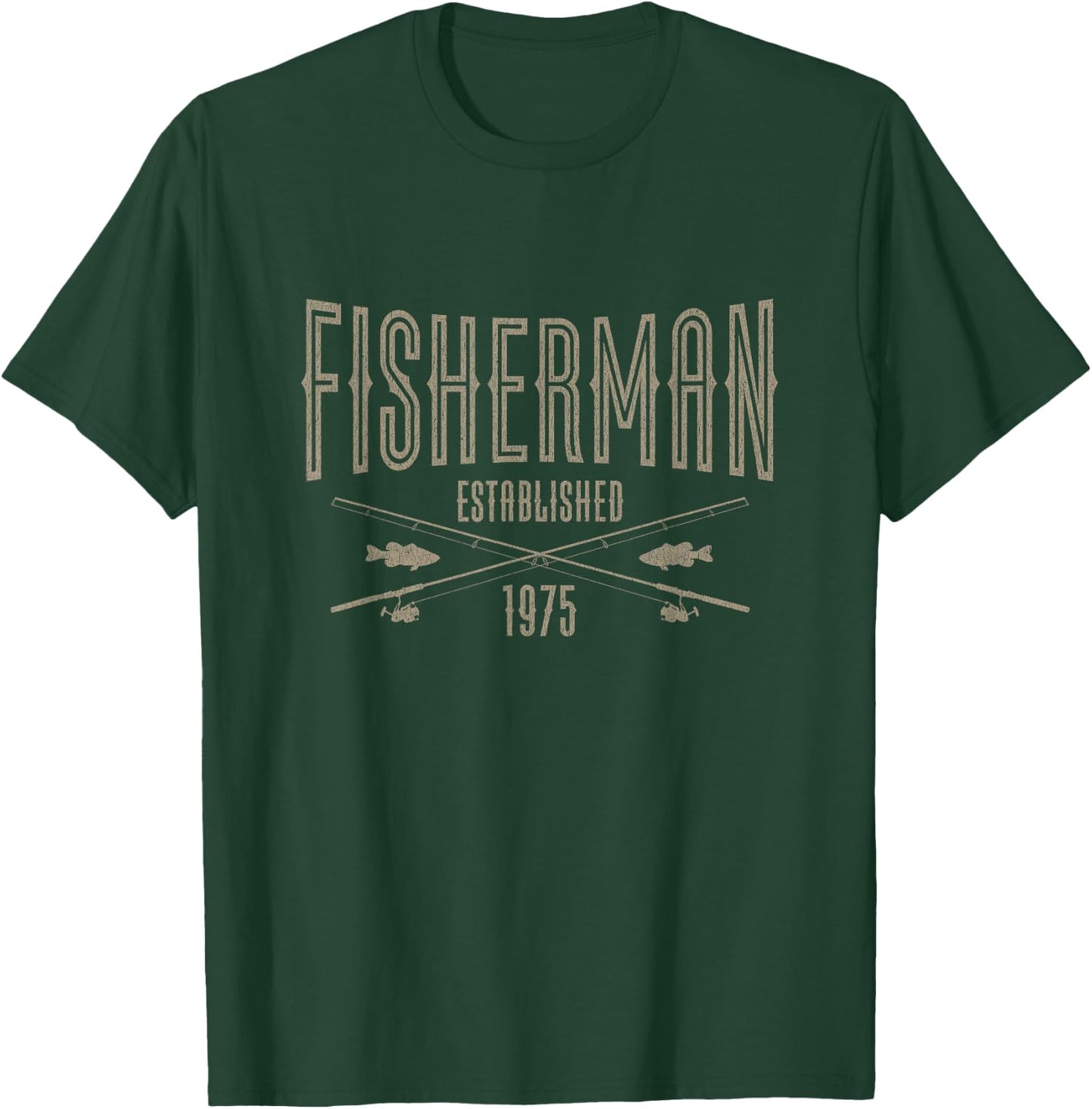 50 Year Old Fisherman Fishing 1975 50th Birthday T-Shirt - T-Shirt | Forest