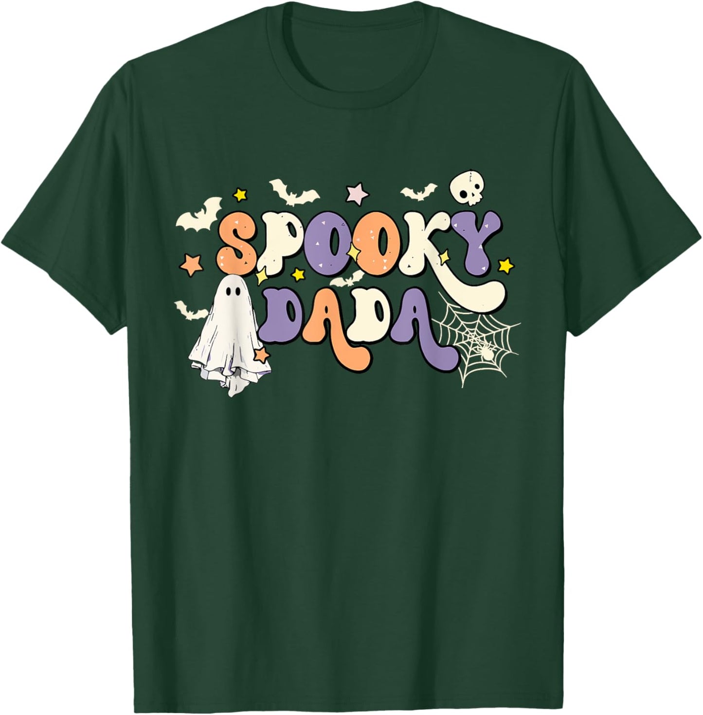 Spooky Dada Cute Ghost Halloween Dad Family Spooky Season T-Shirt - T-Shirt | Forest