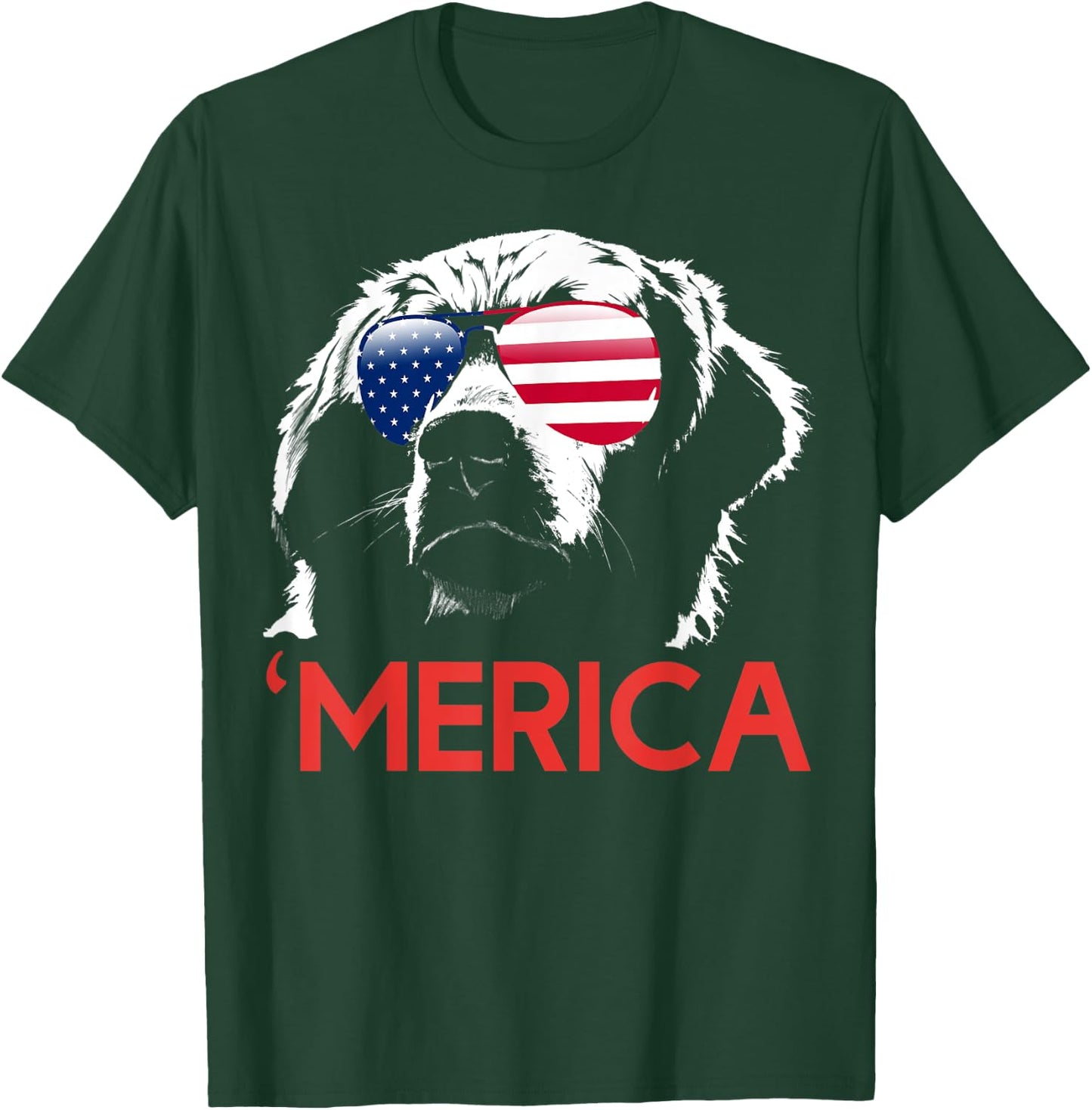 Merica Golden Retriever American Flag 4th of July T-Shirt - T-Shirt | Forest