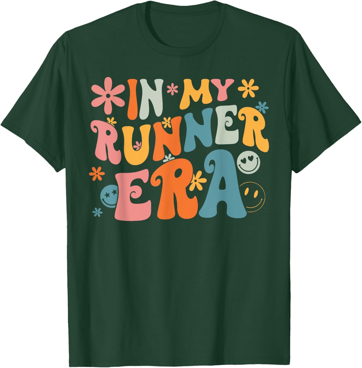 In My Runner Era Groovy Retro Women Running Lover Runner T-Shirt - T-Shirt | Forest