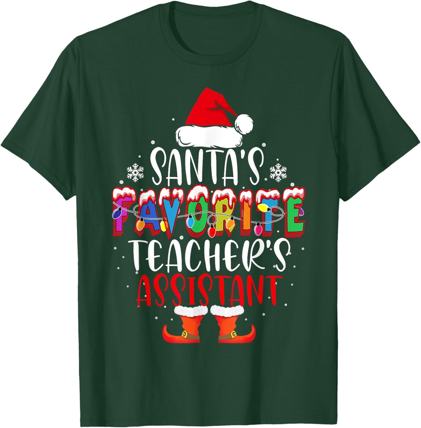 Santa's Favorite Teacher's Assistant Funny Christmas Gift T-Shirt - T-Shirt | Forest
