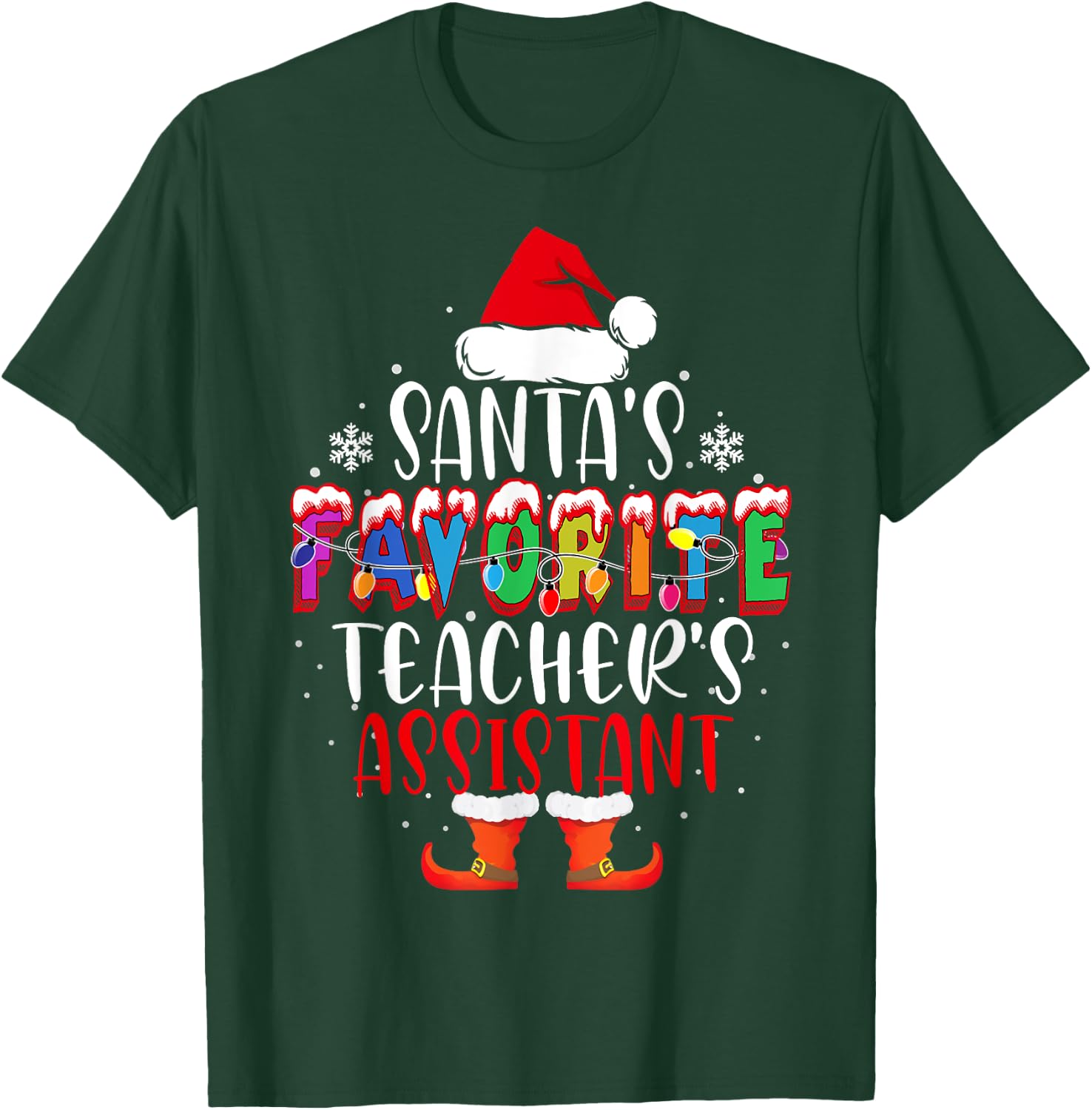 Santa's Favorite Teacher's Assistant Funny Christmas Gift T-Shirt - T-Shirt | Forest