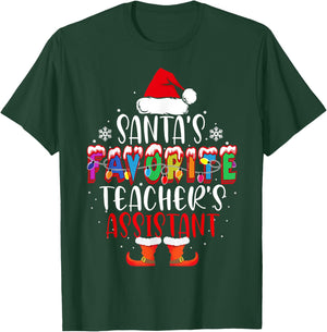 Santa's Favorite Teacher's Assistant Funny Christmas Gift T-Shirt - T-Shirt | Forest