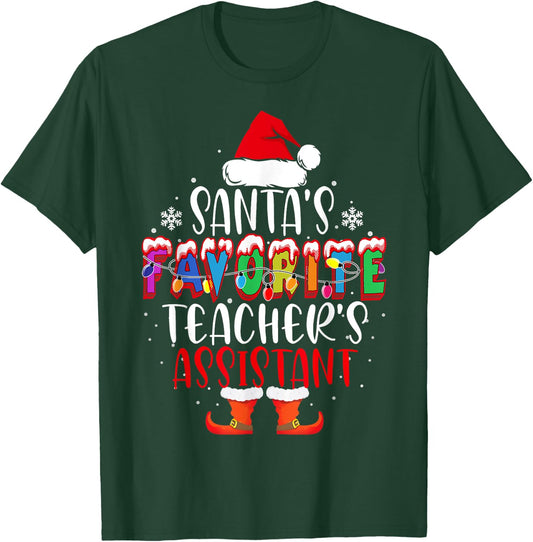 Santa's Favorite Teacher's Assistant Funny Christmas Gift T-Shirt - T-Shirt | Forest