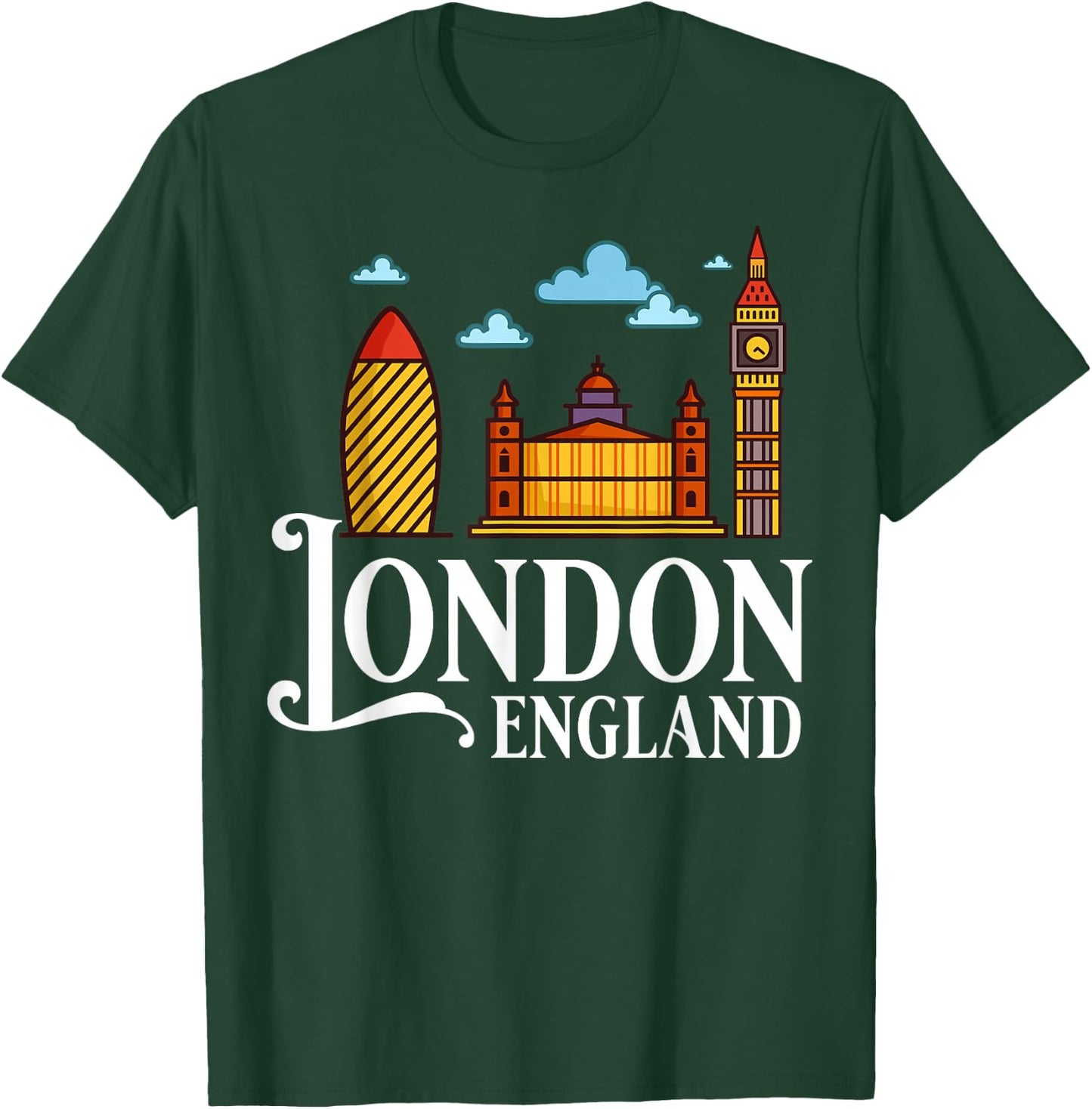 London England City Skyline Map Travel T-Shirt - T-Shirt | Forest