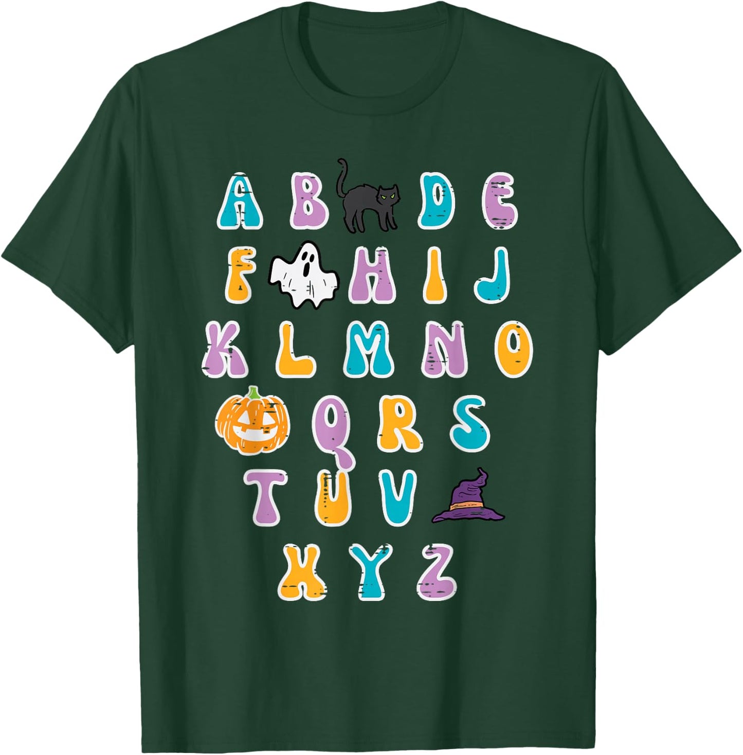 Halloween ABC Alphabet Cute Costume Teacher Women Girls Kids T-Shirt - T-Shirt | Forest