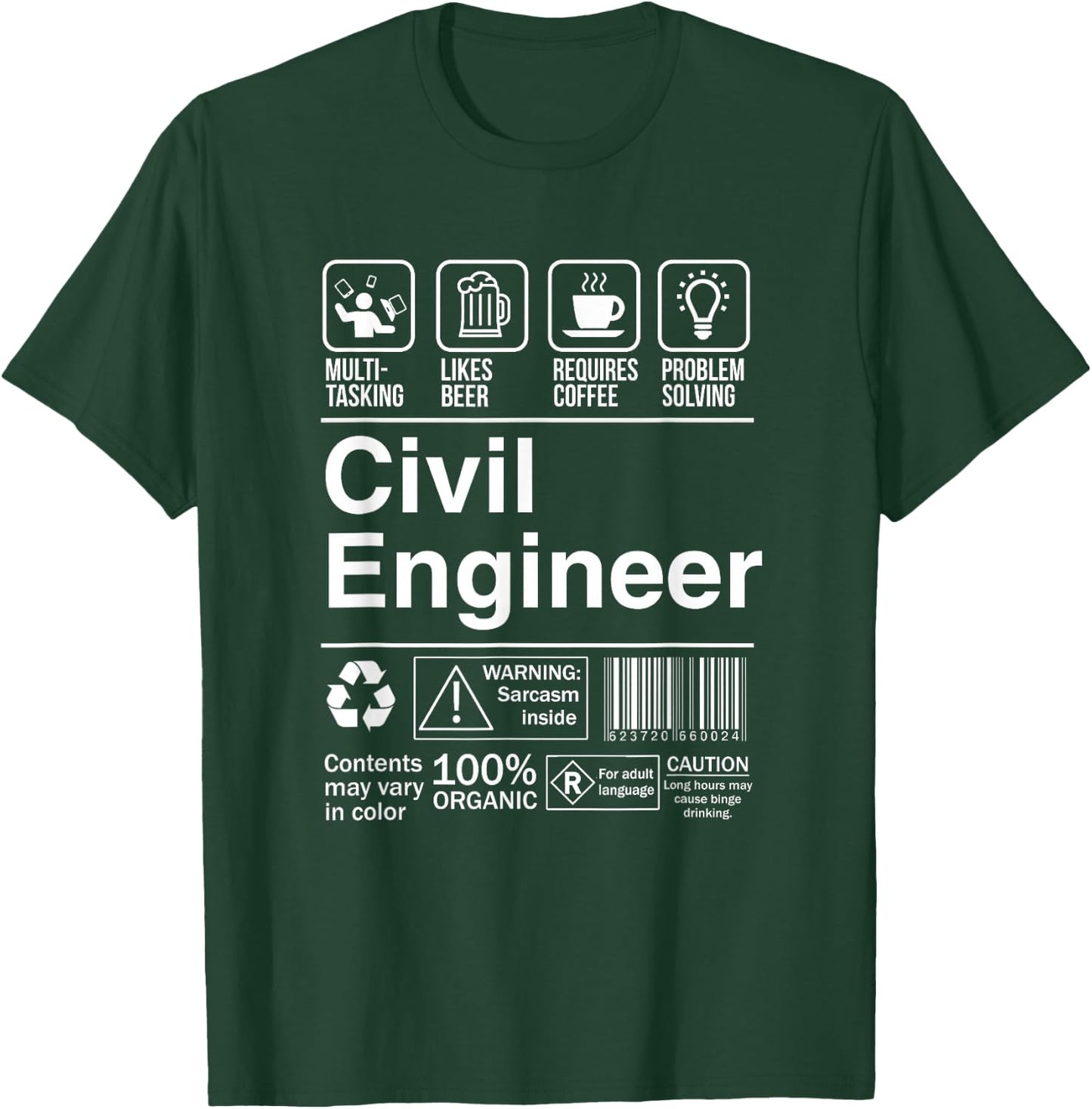 Civil Engineer Product Label Funny Gift T-Shirt - T-Shirt | Forest