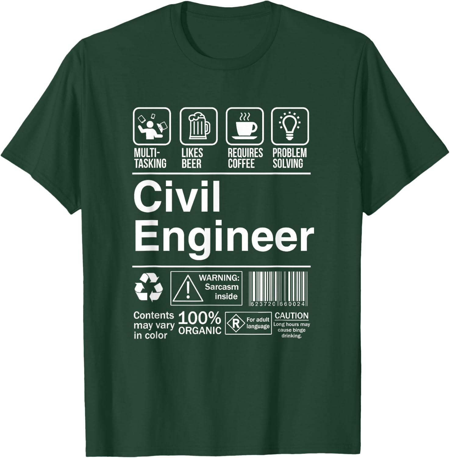 Civil Engineer Product Label Funny Gift T-Shirt - T-Shirt | Forest