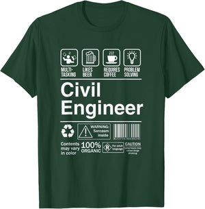 Civil Engineer Product Label Funny Gift T-Shirt - T-Shirt | Forest