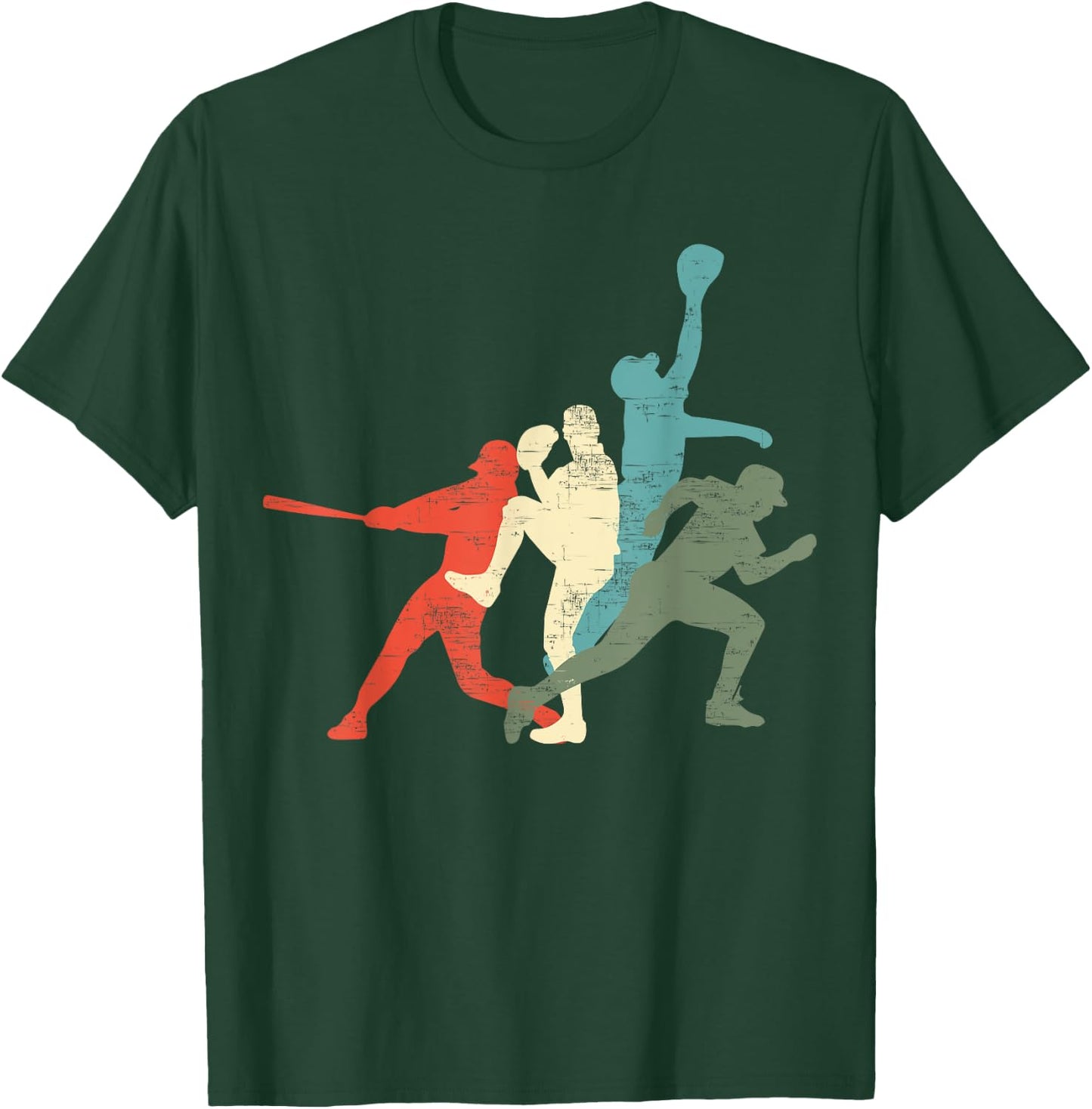 Baseball Vintage | Retro Catcher Pitcher Batter T-Shirt - T-Shirt | Forest