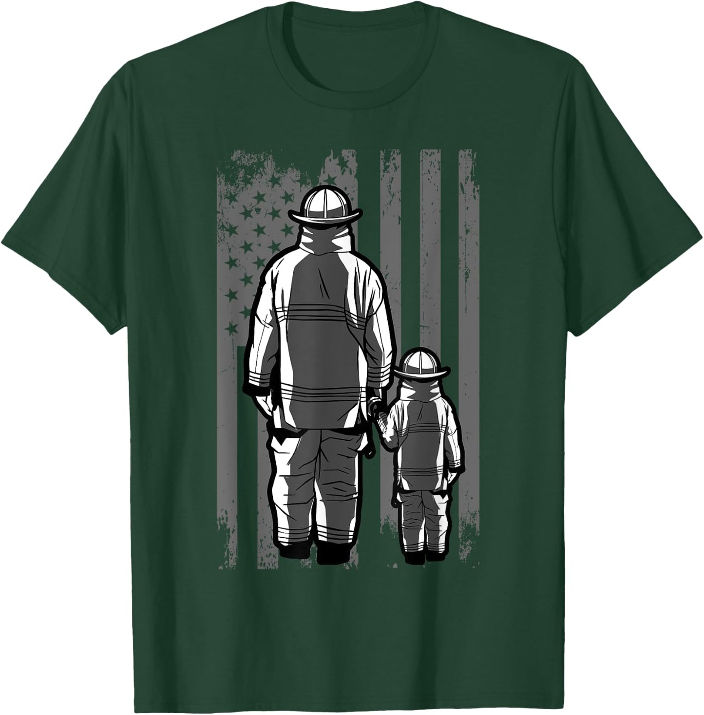 Firefighter Dad Firefighting Patriotic Fireman Father's Day T-Shirt - T-Shirt | Forest