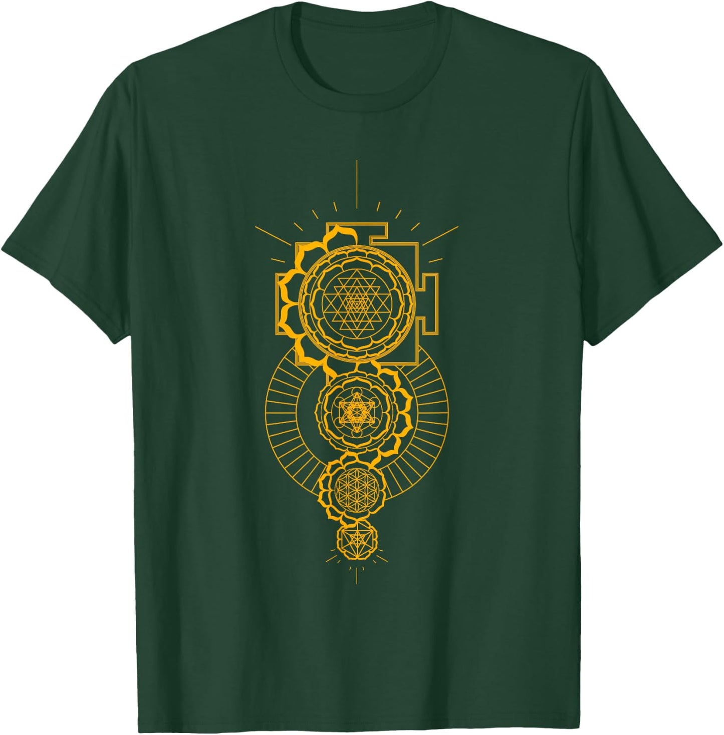 Sri Yantra Sacred Geometry Tattoo Design Mandala and Merkaba T-Shirt - T-Shirt | Forest