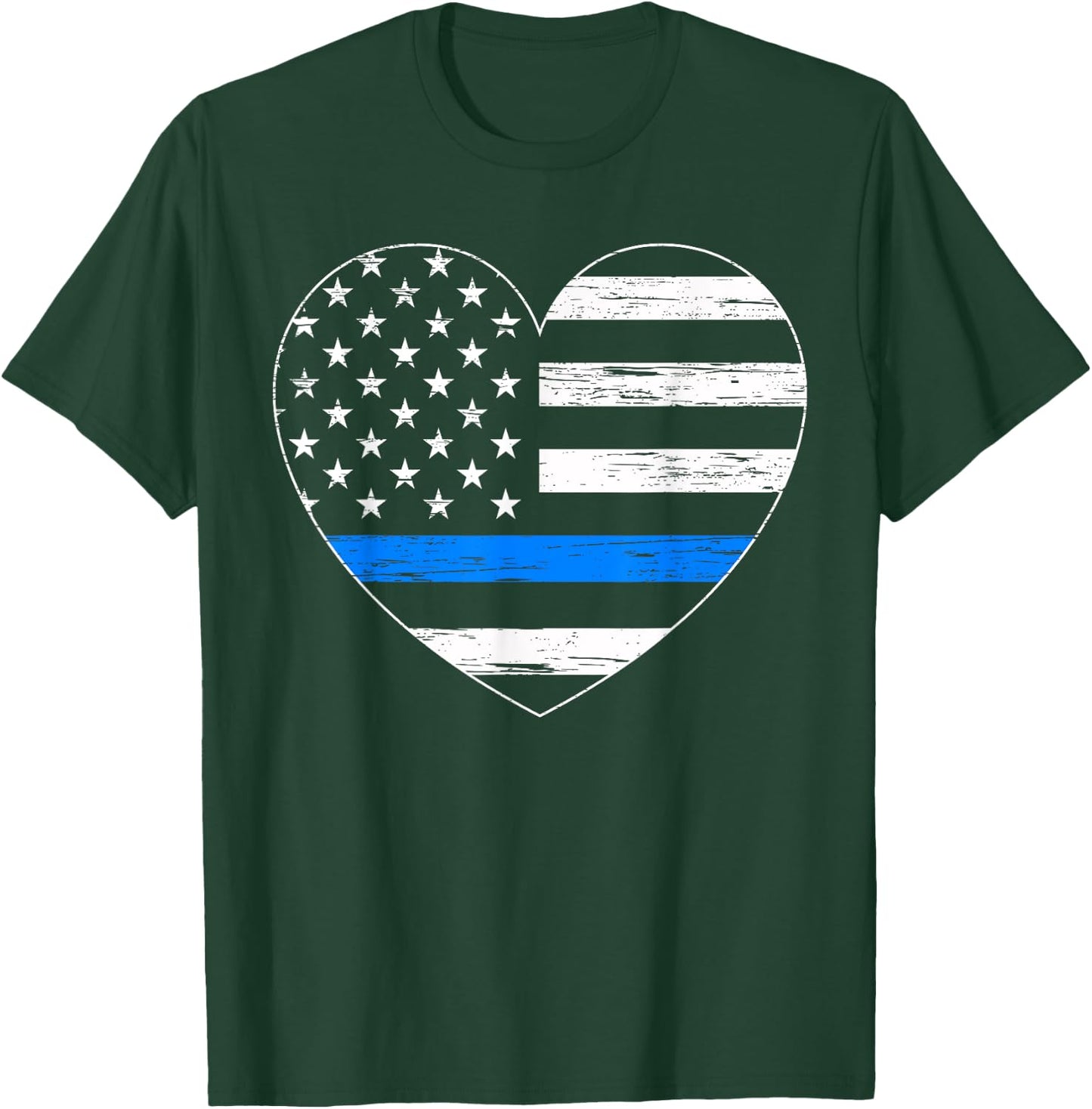 Thin Blue Line USA Flag Law Enforcement Police Cop Policeman T-Shirt - T-Shirt | Forest