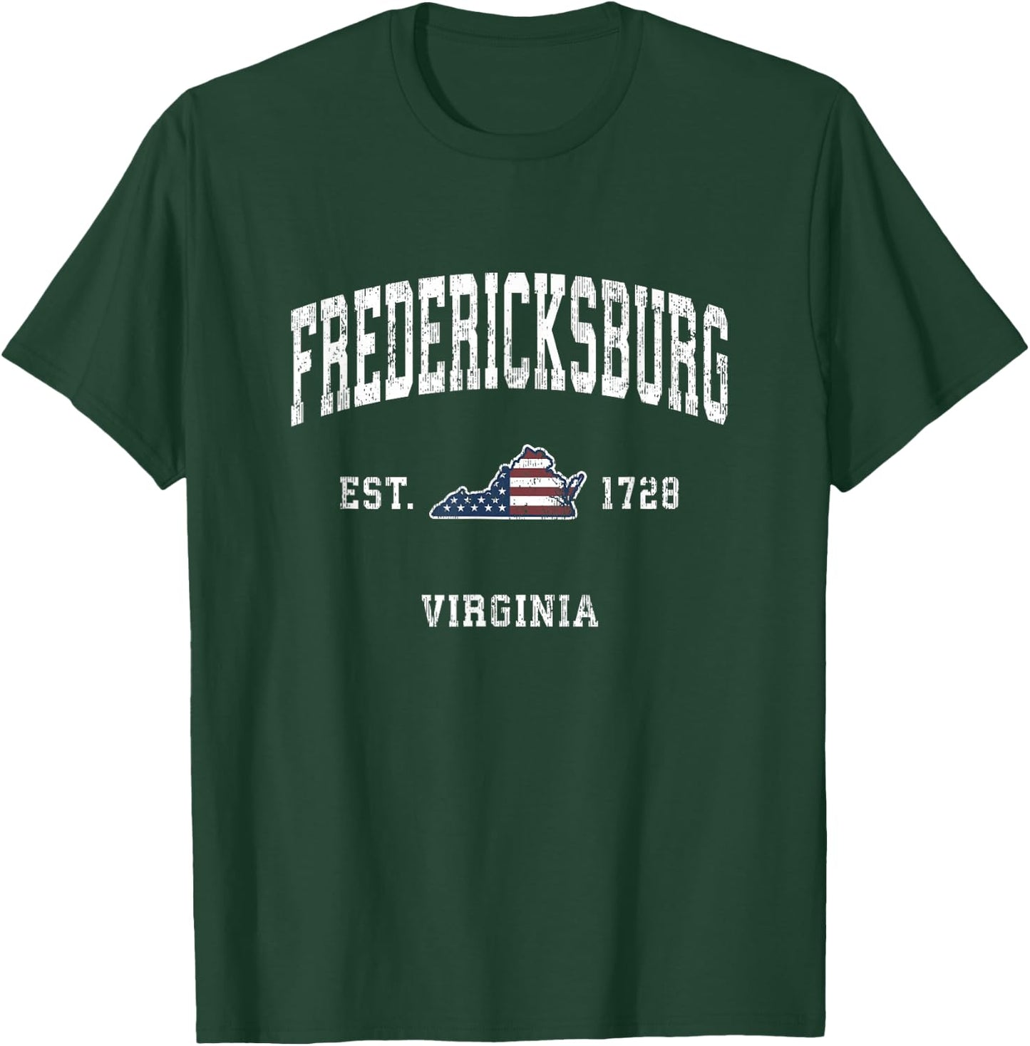Fredericksburg Virginia VA Vintage American Flag Design T-Shirt - T-Shirt | Forest
